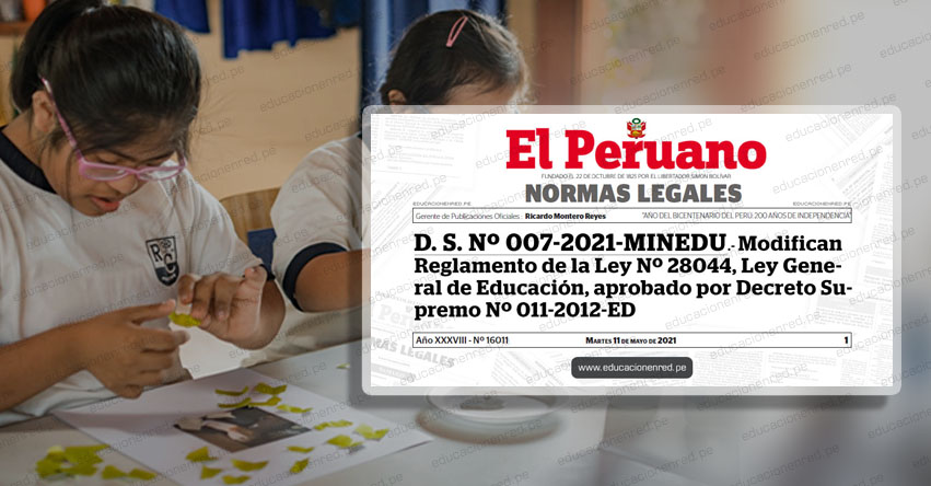 MINEDU Modifica Reglamento De La Ley General De Educación (D. S. Nº 007 ...